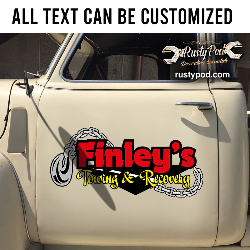 personalized towing and recovery lettering vinyl sticker 10852